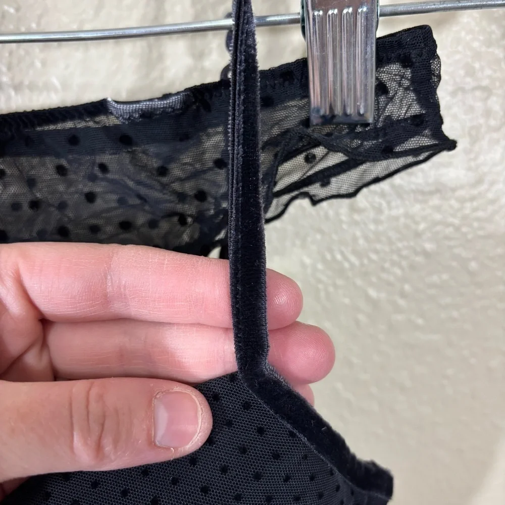 Intimissimi Black Polka-Dot Sheer Mesh Lingerie Set Size S
